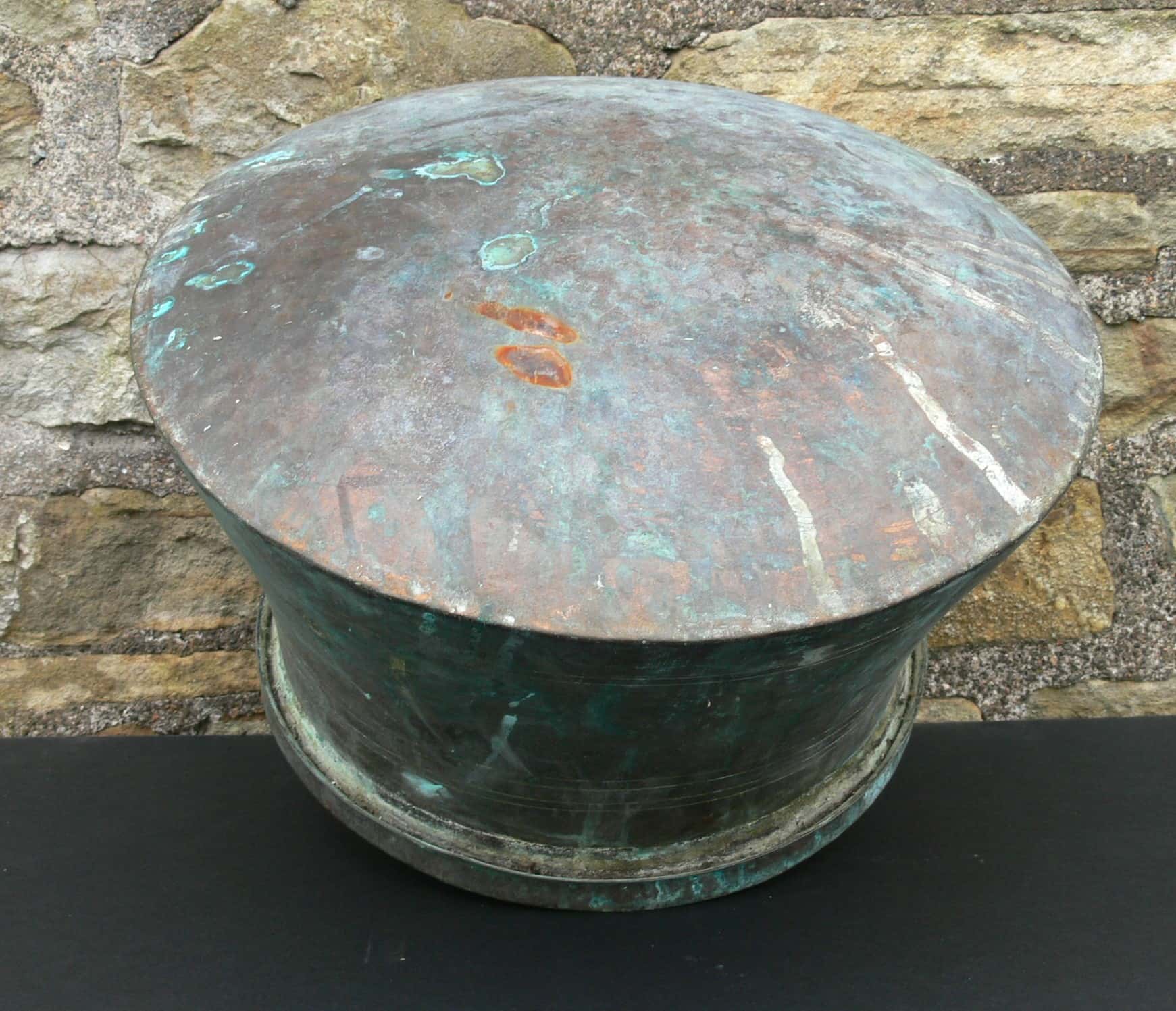 Antique Arts & Crafts Copper Cauldron Cooking Pot, Planter